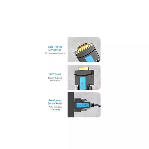 Vention VAS-C02-B150 1.5m USB To RS232 Serial Stylish Black Adapter - 3