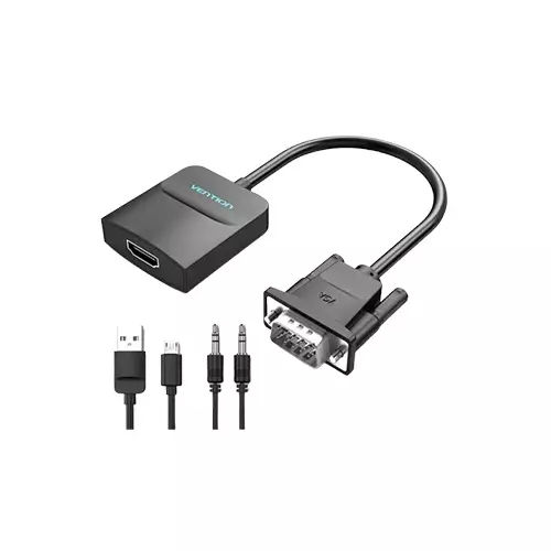 Vention ACNBB VGA Male to HDMI, 3.5mm Audio & Micro USB Female Converter (Black)-2