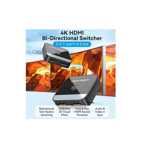 Vention AKOB0 2-Port HDMI Bi-Direction 4K Gold-Plated Switcher-gallery-2