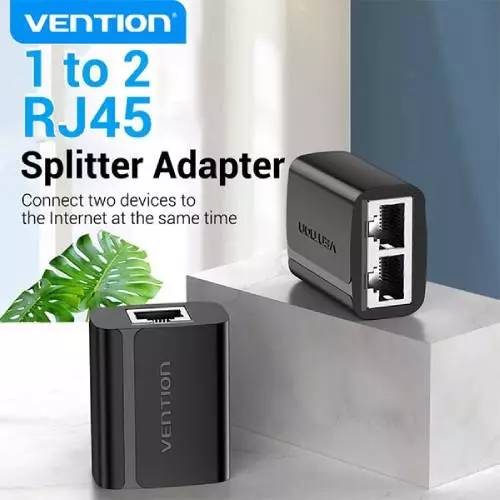 VENTION IPTB0 1 to 2 RJ45 Splitter Adapter Black - 1
