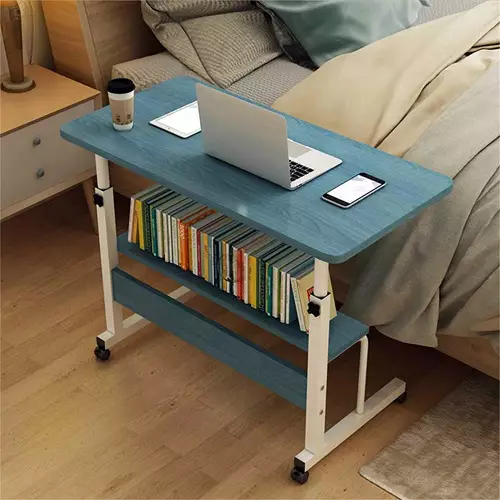 Wood Portable Premium Space-Saving Home Office Laptop Table (Blue) - 1