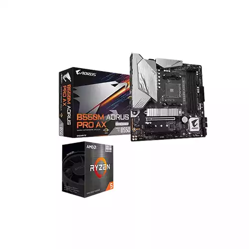 AMD RYZEN 5 5600 PROCESSOR AND GIGABYTE B550M AORUS PRO AX MOTHERBOARD COMBO