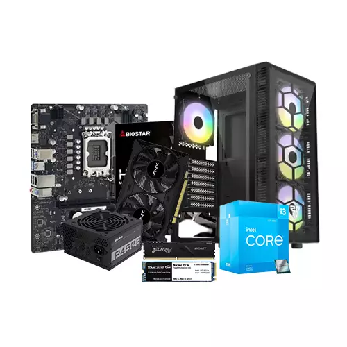 INTEL CORE I3-12100F BIOSTAR H610MH 8GB RAM 256GB SSD GTX 1650 4GB GRAPHICS CARD BUDGET PC