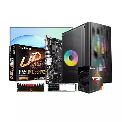 AMD Ryzen 5 5600G GIGABYTE B450M DS3H V2 8GB RAM 256GB SSD 21.45 INCH MONITOR BUDGET PC