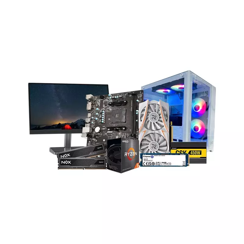 AMD RYZEN 5 5600 PELADN RX 5500 XT 8GB GPU 16GB RAM 22 INCH MONITOR GAMING PC