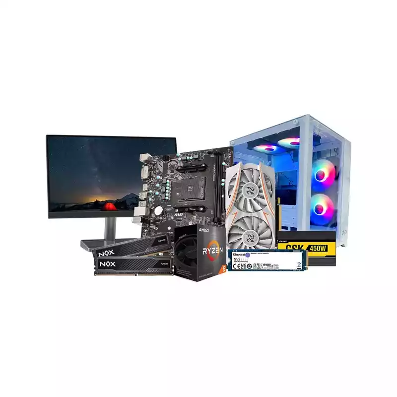 AMD RYZEN 5 5600 PELADN RX 5500 XT 8GB GPU 16GB RAM 22 INCH MONITOR GAMING PC