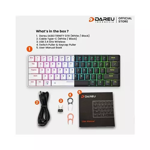 DAREU EK861 TRINITY GTR Tri-Mode Hotswap Mechanical Keyboard (White)-1