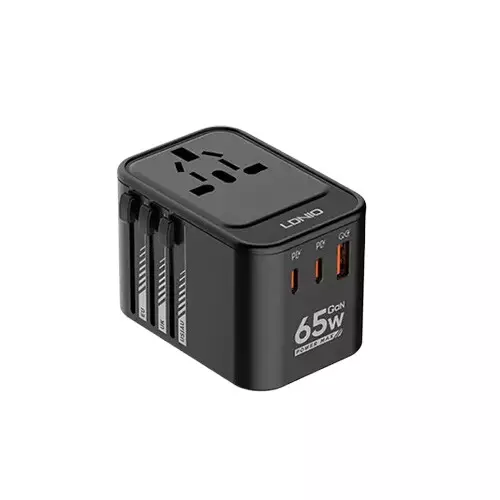 LDNIO Z6 Universal 65W GaN Travel Adapter Black