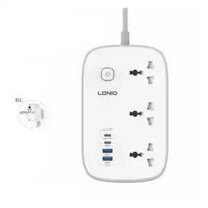 LDNIO SC6 3 AC Universal Outlets 3250W and 4 USB 45W GaN Fast Charging Power Strip