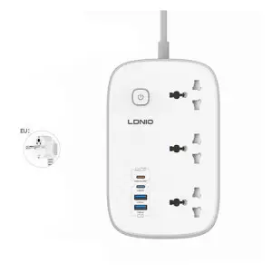 LDNIO SC6 3 AC Universal Outlets 3250W and 4 USB 45W GaN Fast Charging Power Strip