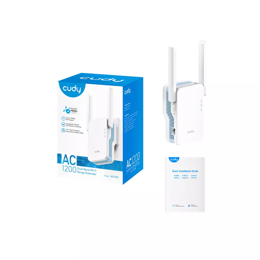 CUDY RE1200 AC1200 DUAL BAND WIFI RANGE EXTENDER-3