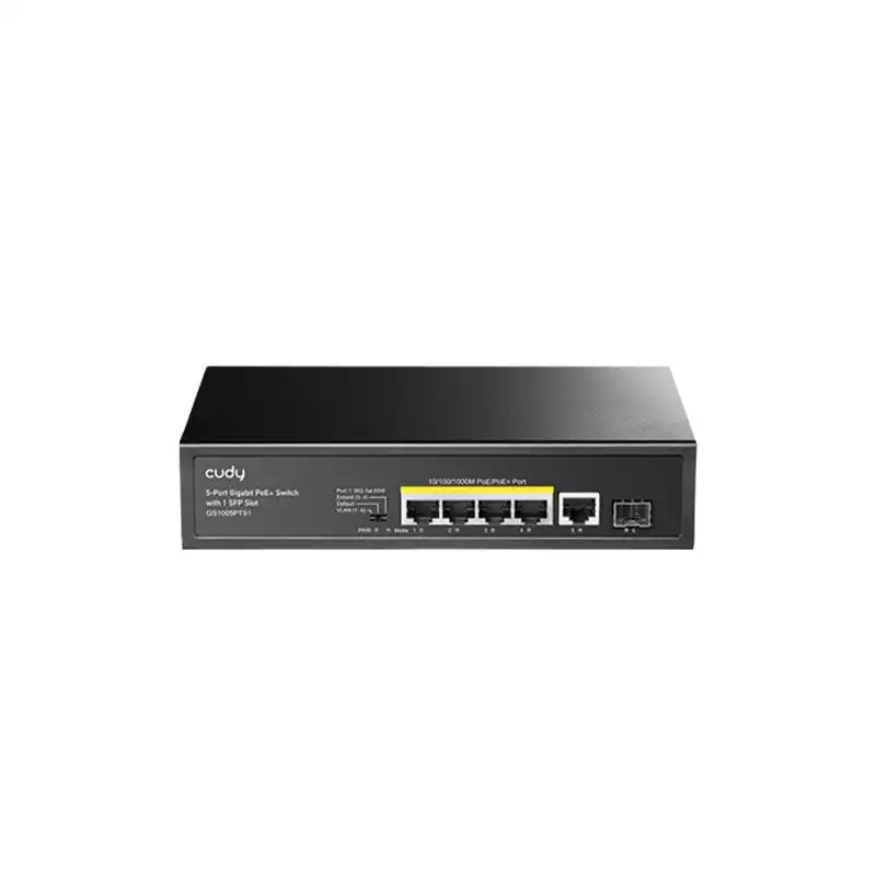 Cudy GS1005PTS1 5-Port Gigabit PoE+ Desktop Switch with 1 SFP Slot