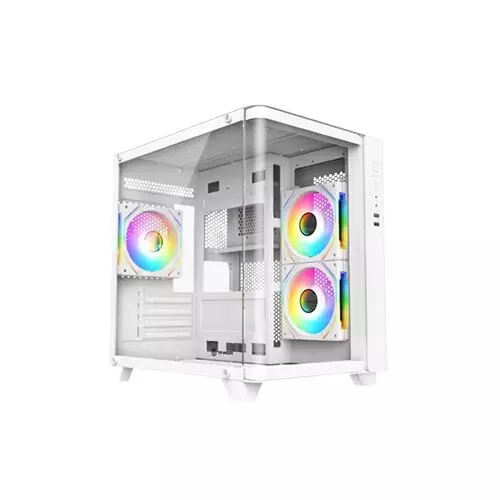 Revenger Air Tank Mini 5 ARGB Fans Mid Tower Micro ATX Gaming Desktop Case White