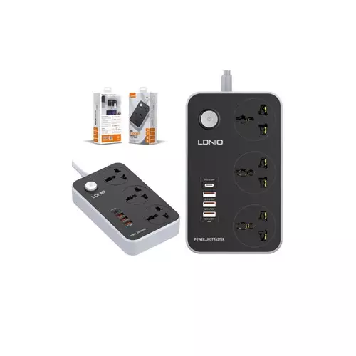 LDNIO SC3412 3 AC Outlets 3  QC 3.0 USB Port Universal Power Strip