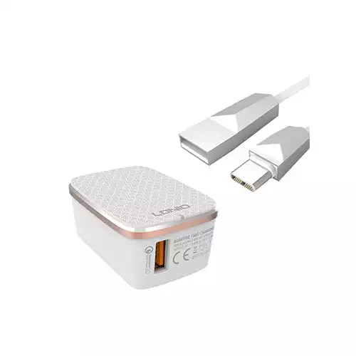 LDNIO A1204Q Quick Charge 3.0 Travel Charger with USB Type-C Cable