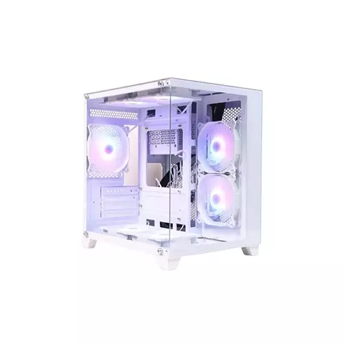 Revenger Base Dynamic Mini Mid Tower Micro ATX ARGB Desktop Gaming Case (white)-1