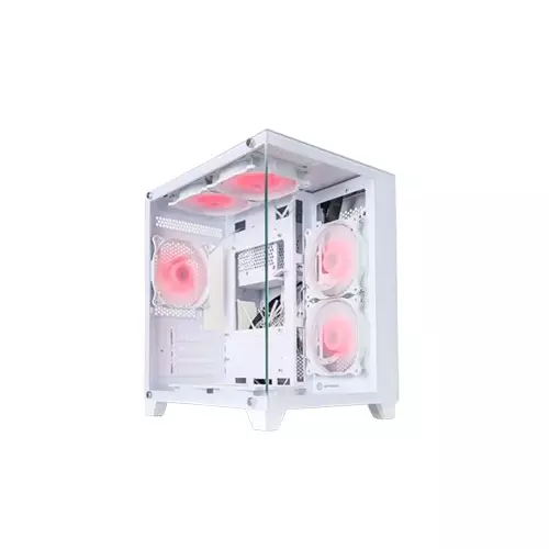 Revenger Base Dynamic Mini Mid Tower Micro ATX ARGB Desktop Gaming Case (white)