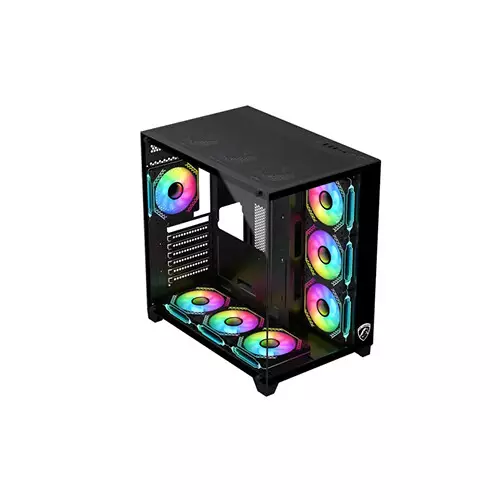 PC Power ICEBERG V3 10 Fans Mid Tower Gaming Casing (Black)-gallery-3