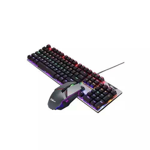 Pc Power FLARE Combo RGB RED Switch Mechanical Keyboard And Mouse Combo (Black & Silver)