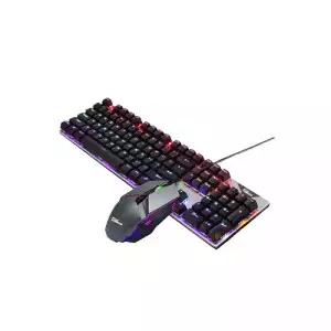 Pc Power FLARE Combo RGB RED Switch Mechanical Keyboard And Mouse Combo (Black & Silver)