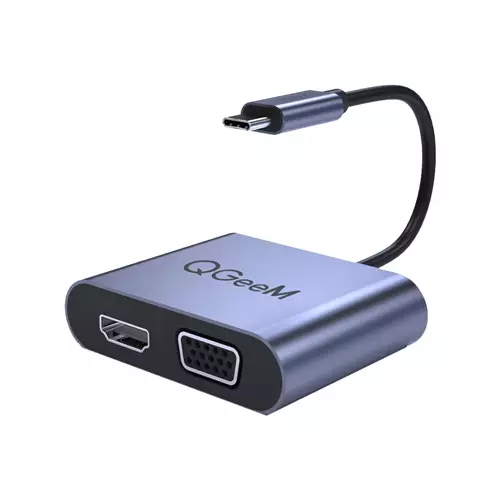 Qgeem QG-UH02-1 HDMI & VGA Female Grey Converter