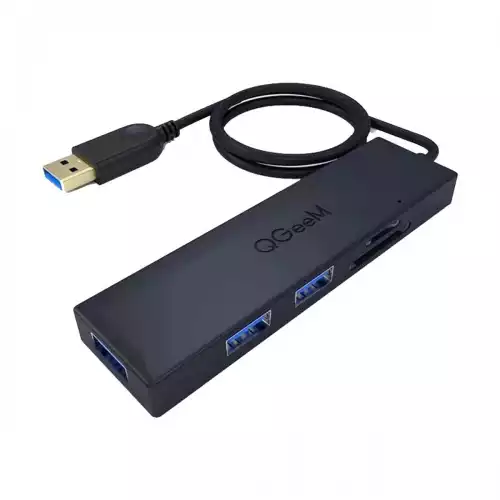 Qgeem QG-UH05-1A USB Male to Tri USB 3.0 Black Converter