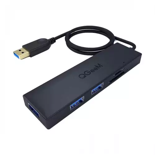 Qgeem QG-UH05-1A USB Male to Tri USB 3.0 Black Converter