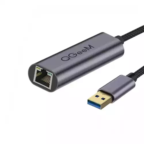 Qgeem QG-UA05-A USB Type-C Male to LAN Female Grey Converter