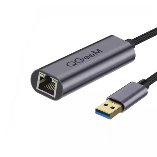 Qgeem QG-UA05-A USB Type-C Male to LAN Female Grey Converter