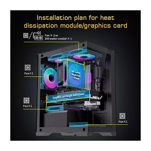 OVO CC4315-B ARGB Infinity Fan Ice Gaming Case (Black)-gallery-2