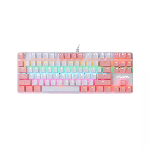 BAJEAL K100 TKL RGB Mechanical Gaming White-Pink Keyboard (Hot-Swappable)