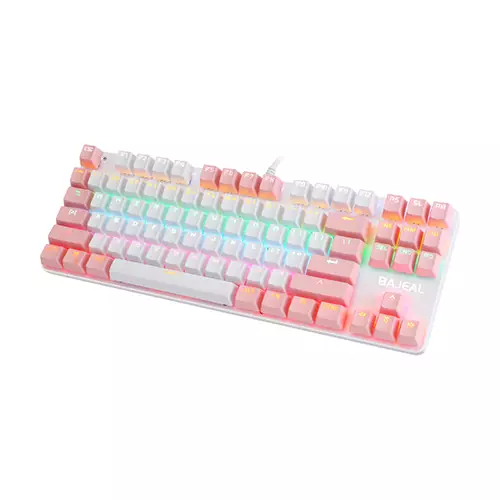 BAJEAL K100 TKL RGB Mechanical Gaming White-Pink Keyboard (Hot-Swappable)-gallery-1