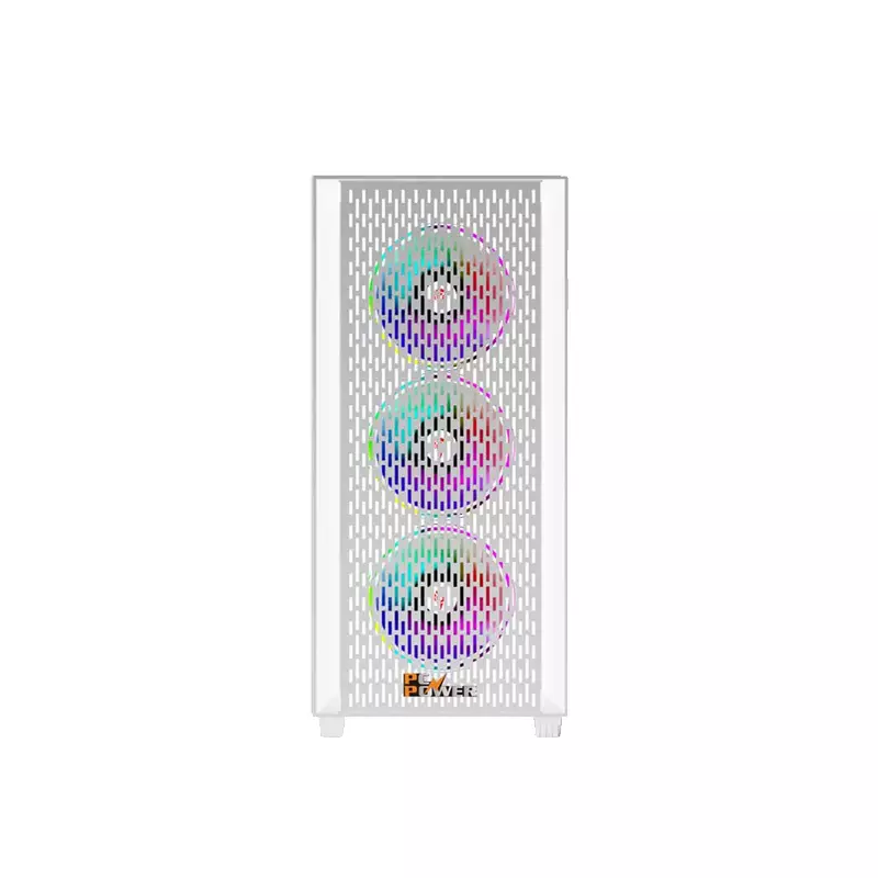 PC POWER FLOW WHITE MESH DESKTOP GAMING CASING WITH 350WATT PSU
