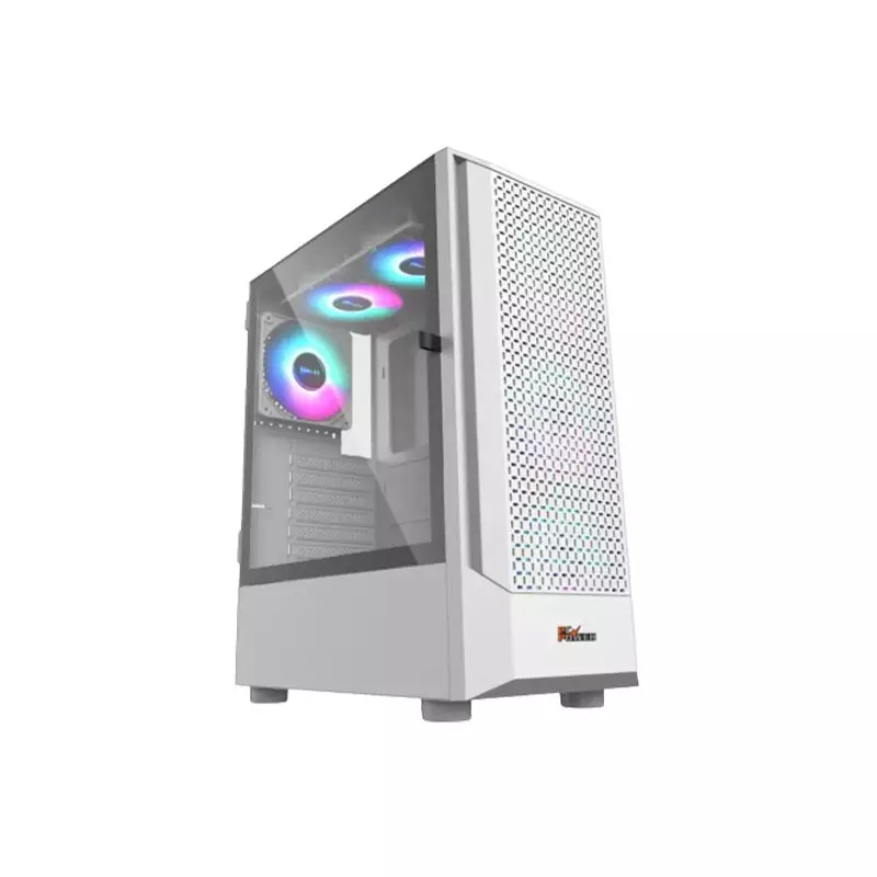 PC POWER PG-500 AIR LOCK MESH ARGB 4F ATX GAMING CASING (WHITE)