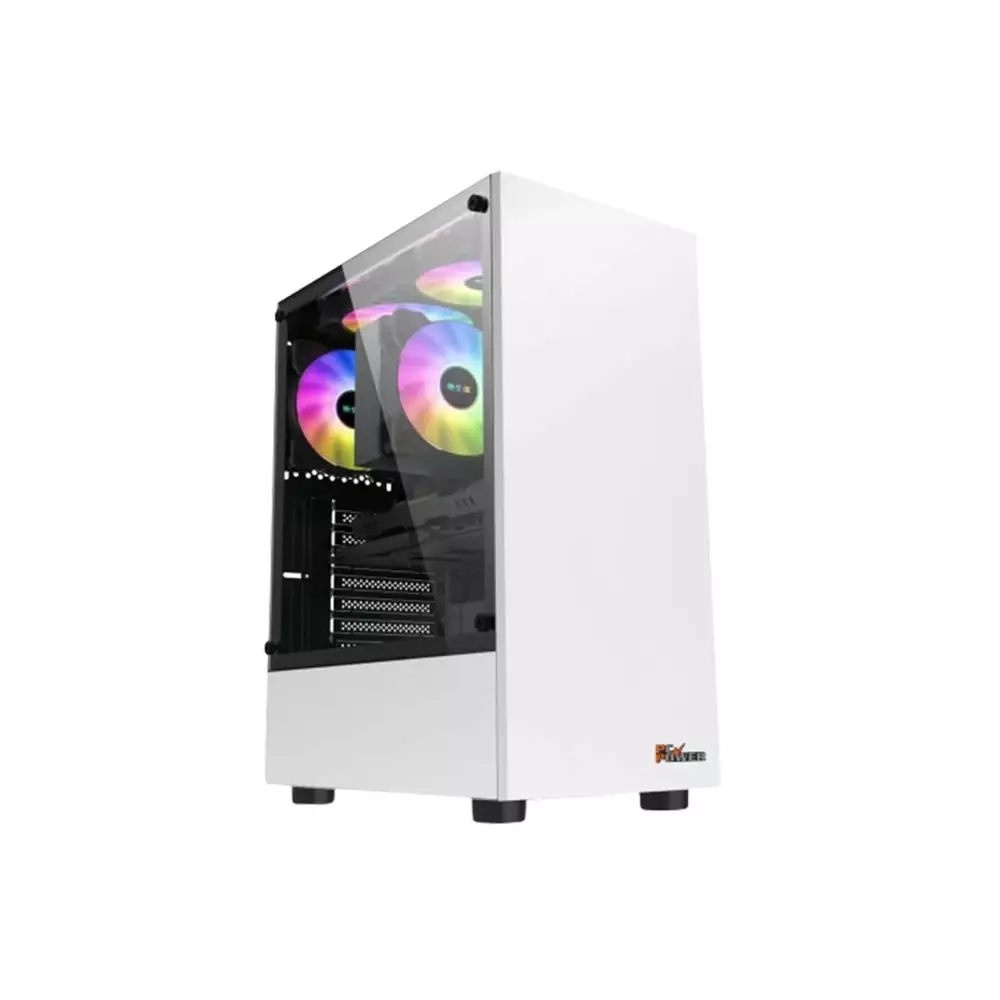 PC POWER SNOW MAN PG100 ARGB ATX 4 FAN GAMING CASE WHITE