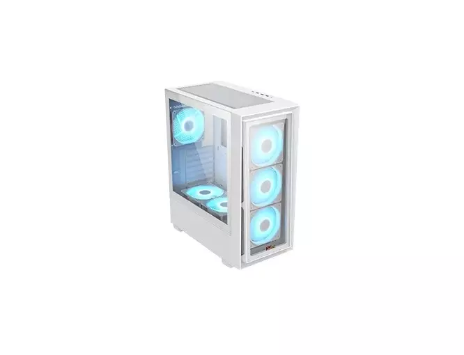 PC Power PP-GS2404V3 Crystal Glass V3 ATX Desktop Gaming Case (White) - 1