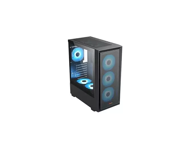 PC Power PP-GS2404V3 Crystal Glass V3 ATX Desktop Gaming Case (Black) - 1