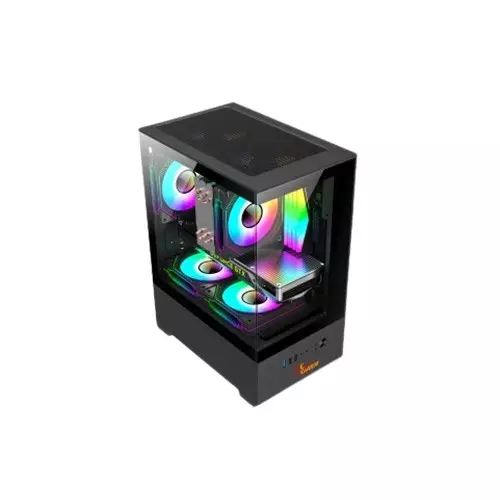 PC Power River View M-ATX Gaming Case (Black) - 1