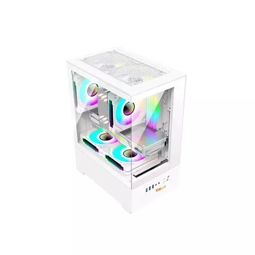 PC Power River View M-ATX Gaming Case (White)-1