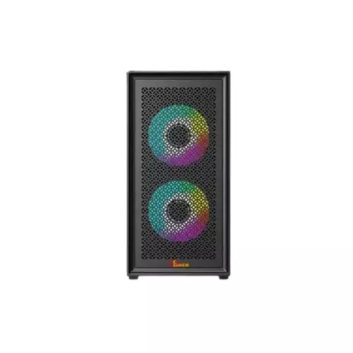 Pc Power Dark Flow Mesh X2 Mid Tower M-ATX Gaming Case With 230W PSU (Black) - 2