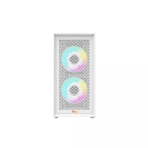 Pc Power Dark Flow Mesh X2 Mid Tower M-ATX Gaming Case With 230W PSU (White)-gallery-2