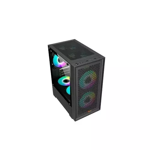 Pc Power Dark Flow Mesh X2 Mid Tower M-ATX Gaming Case (Black) - 1