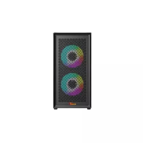 Pc Power Dark Flow Mesh X2 Mid Tower M-ATX Gaming Case (Black)-2