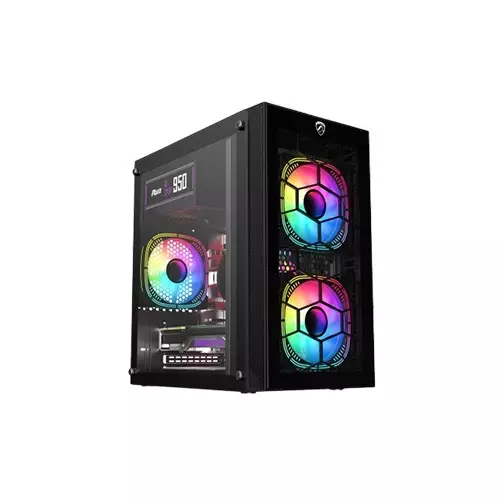 PC Power Spider Web Crystal Mini BK 3 FANS Gaming Case With 230W PSU (Black)