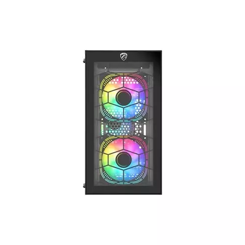 PC Power Spider Web Crystal Mini BK 3 FANS Gaming Case With 230W PSU (Black)-1