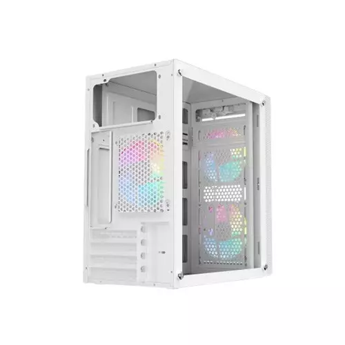 PC Power Spider Web Crystal Mini BK 3 FANS Gaming Case With 230W PSU (White)-gallery-3