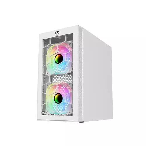 PC Power Spider Web Crystal Mini BK 3 FANS Gaming Case With 230W PSU (White)-2