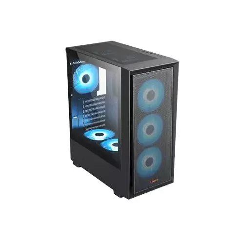 PC Power Crystal Mesh V3 Mid-Tower Desktop Gaming Case (Black)-gallery-1