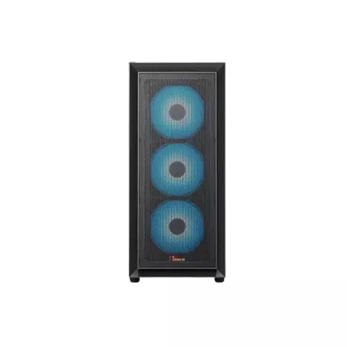 PC Power Crystal Mesh V3 Mid-Tower Desktop Gaming Case (Black)-2