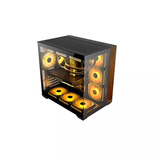 PC POWER DARK WOOD Case with 7 Pre-Installed Fans-gallery-1